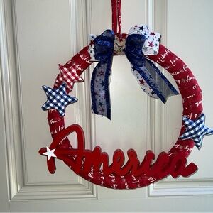 Patriotic America, July 4 Memorial Day, Wreath 14 Inch Front Door Indoor Decor